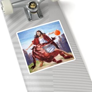 Jesus Breaking The Devils Ankles In Hoops Sticker - Image 3